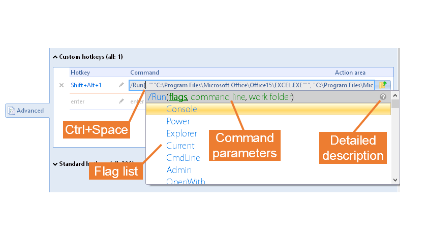 oMega Commander Features. Custom hotkeys. Command Tips.